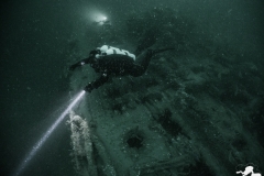 Divers above the wreck